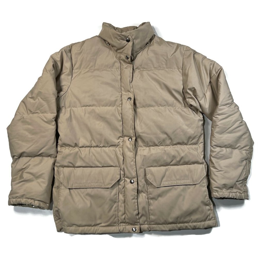 The North Face Brown Label‎ Womens Large Down Puffer Coat Jacket USA Khaki VTG